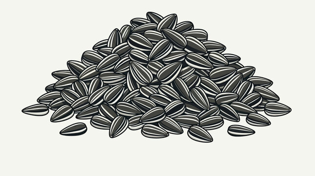 Vector illustration of a pile of striped sunflower seeds