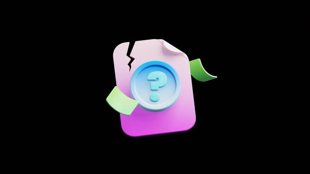 Missing File 3D Icon Loopable Animation