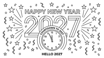 New Year 2027 Countdown Celebration with Clock © Panhot