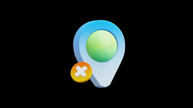 Missing Location Map Pin 3D Icon Animation