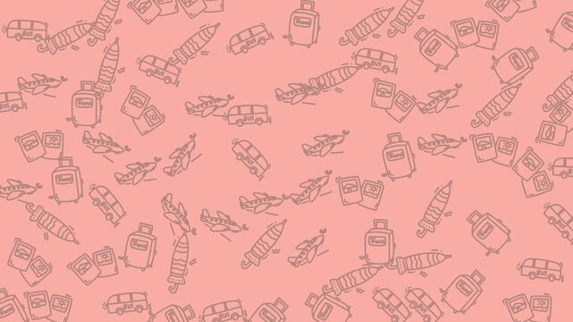 Travel pattern generator animation with abstract line art icons and seamless motion 4K Video Footage