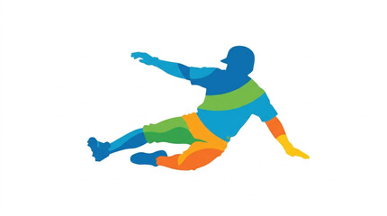 Obraz premium Colorful abstract silhouette of a baseball player sliding.
