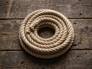 Obraz premium Natural Rope on Wooden Surface