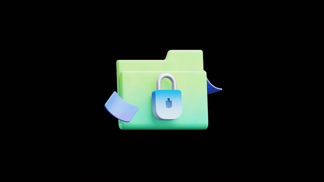 Folder Lock 3D Security Icon Animation