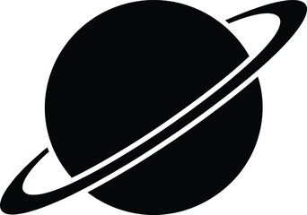 Saturn Planet Icon with Ring on White Background © yasirlatif