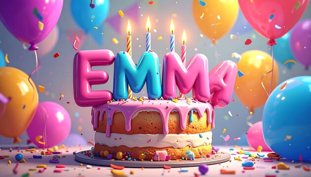 Emma Cake with Balloons.