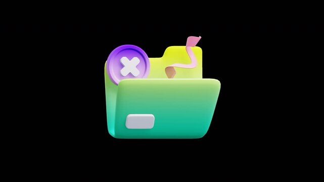 Empty Folder 3D Icon Loopable Animation