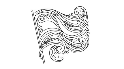 Fototapeta premium Ornate flag design with flowing patterns and leaves