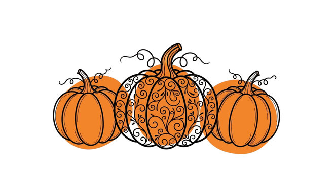 Ornate Pumpkins Surrounded by Decorative Circles