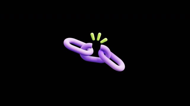 Broken Chain Link 3D Icon Loopable Animation