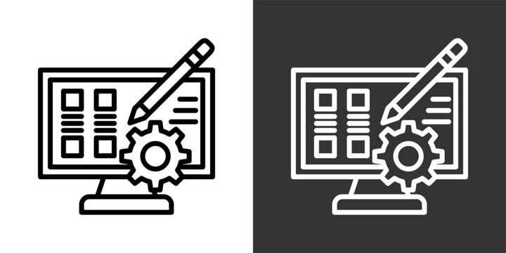 Web Design Black And White Multiple Style Icon Set Collection Pack Vector Illustration 