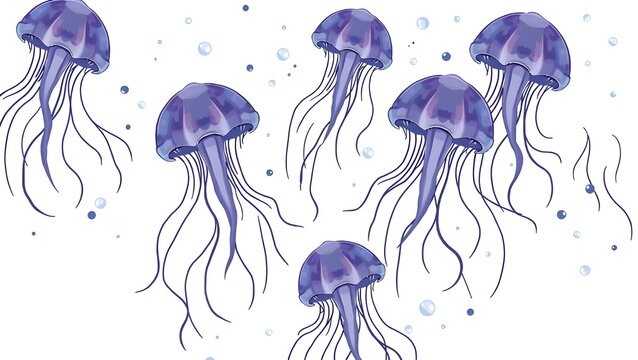 jellyfish illustration on seamless pattern