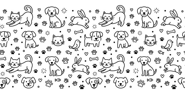 Playful Animal Patterns Featuring Cats and Dogs