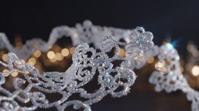 Shimmering Silver Filigree Lace Trim With Intricate Floral Patterns