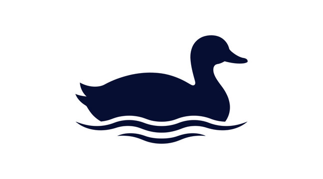 Silhouette icon of a single adult duck swimming calmly