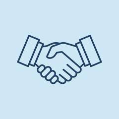 Obraz premium A simple blue icon showing a professional business handshake gesture