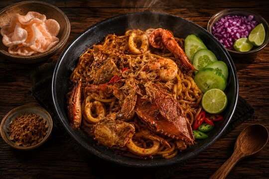 Mie Aceh Seafood Pedas Top View
