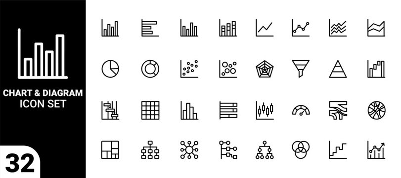 Collection of chart diagram icons data visualization business analytics and reporting graphics
