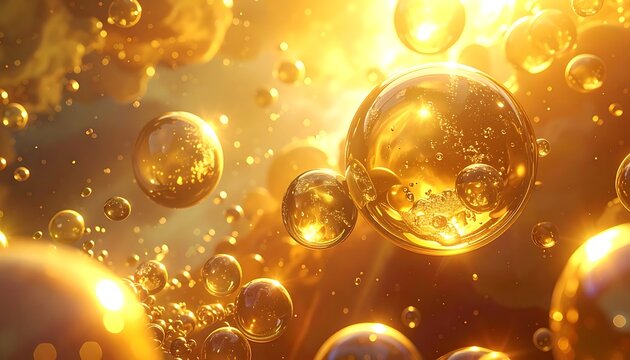 Golden Bubbles Floating in Light.