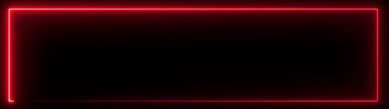 Glowing red neon rectangular frame border animation with smooth light motion on black background