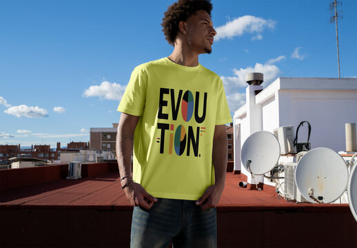 Mockup for T-Shirt on Rooftop