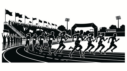 Runners Compete in Exciting Track Race with Spectators © Botgcr