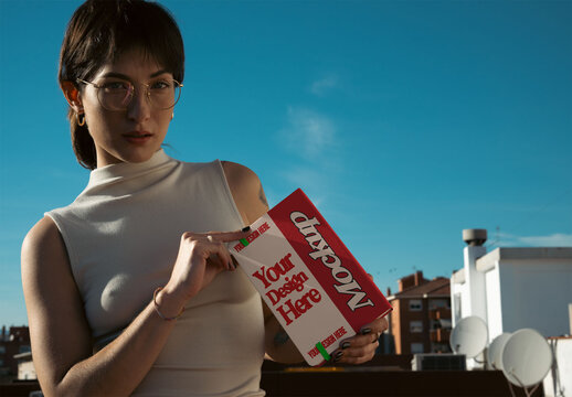 Notebook back Cover Mockup on a Rooftop
