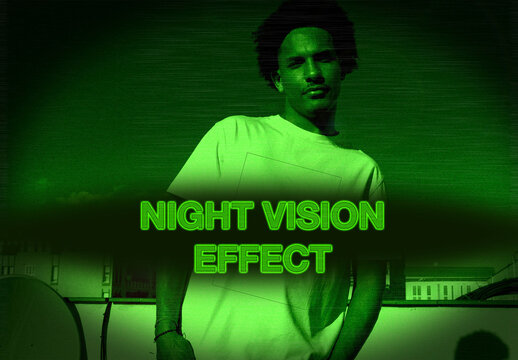 Editable overlay template of night vision photo effect.