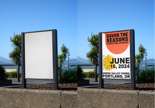 Mockup Urban panel Display in San Francisco Park Area