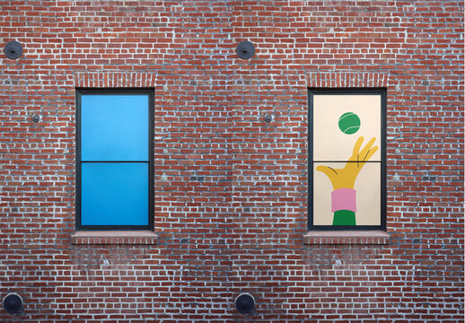 Mockup of Window vinyl on Brick Wall in San Francisco