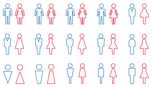 男女トイレピクトグラムセット、トイレマークアイコンのベクター素材