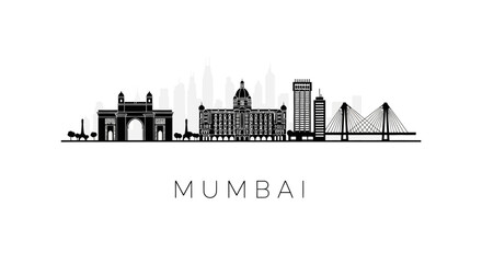 Obraz premium Mumbai Skyline Silhouette Graphic: Architectural Illustration