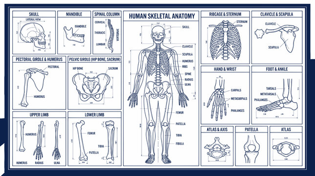 Human Skeletal Anatomy Chart - Detailed Medical Diagram
