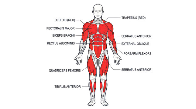 Human Anatomy Muscle Diagram - Full Body Musculature Illustration