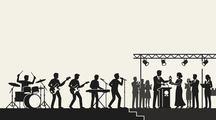 Silhouetted Band Performing at Award Ceremony Event © gutpro