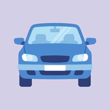 A blue generic car illustration with a simple design on a light background