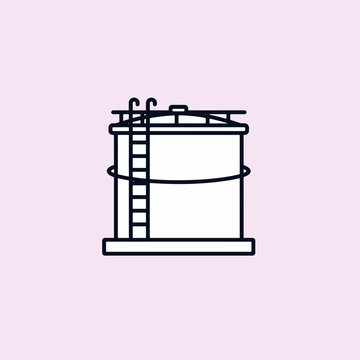 A simple illustration of a storage tank with a ladder on a pink background