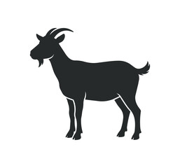 Fototapeta premium Silhouette of a Standing Goat with Horns and Beard.