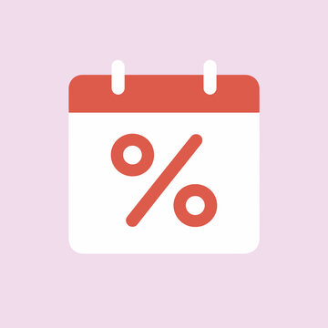 A calendar icon with a percentage symbol on a soft, pastel background