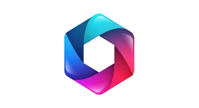 Abstract colorful hexagonal shutter logo design