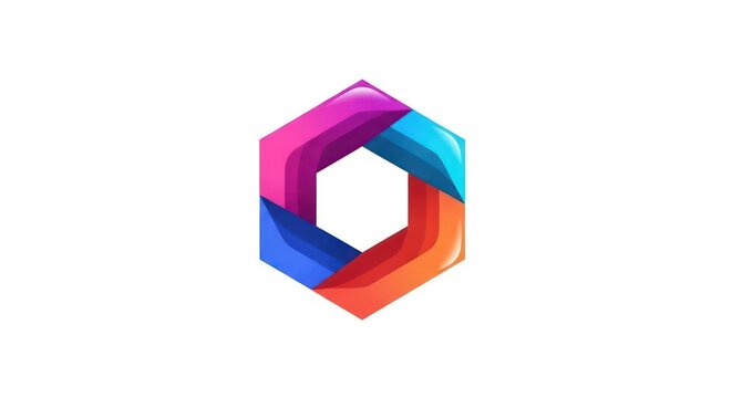 Vibrant multi color hexagonal swirl icon