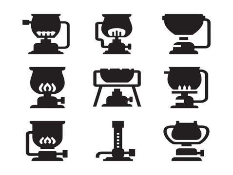 Laboratory Equipment Icon Set Black Line Art Science Tools Vector Illustration