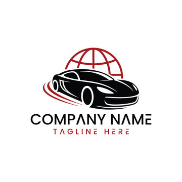Modern car logo design with a globe icon
