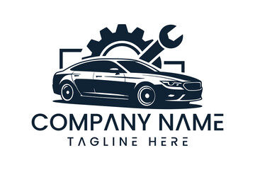Obraz premium Automotive repair and maintenance logo design featuring a car and gear