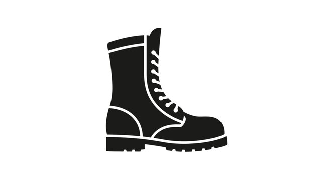 Black silhouette of a military combat boot icon.