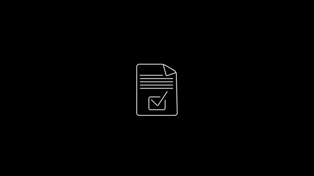 Send button with document and check-mark on black background.Check mark icon with document.
