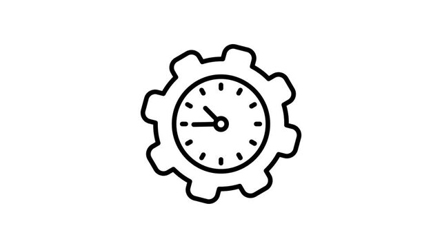Time, clock, watch, timer, alarm, stopwatch, hours, minute, and countdown management animated icon for date, event, schedule, productivity deadline. Gear with time motion video