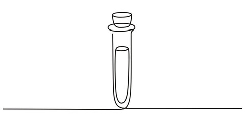 Obraz premium Continuous single line drawing of a glass medical test tube
