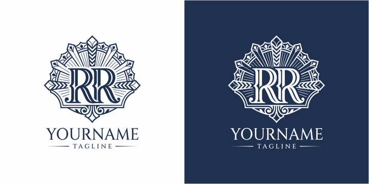 Elegant monogram logo designs with ornate patterns.