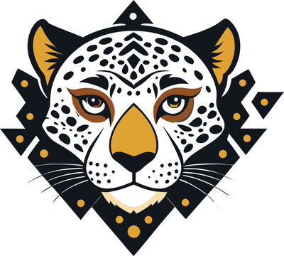 leopard head mascot vector illustration with geometric details.